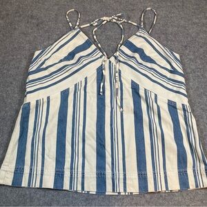 Universal Thread Women's Striped Denim Tank Top Blue White Size XL